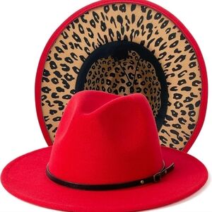 New Gossifan Women 2 Tone Wide Brim Fedora Felt Panama Hats Classic Belt Buckle.